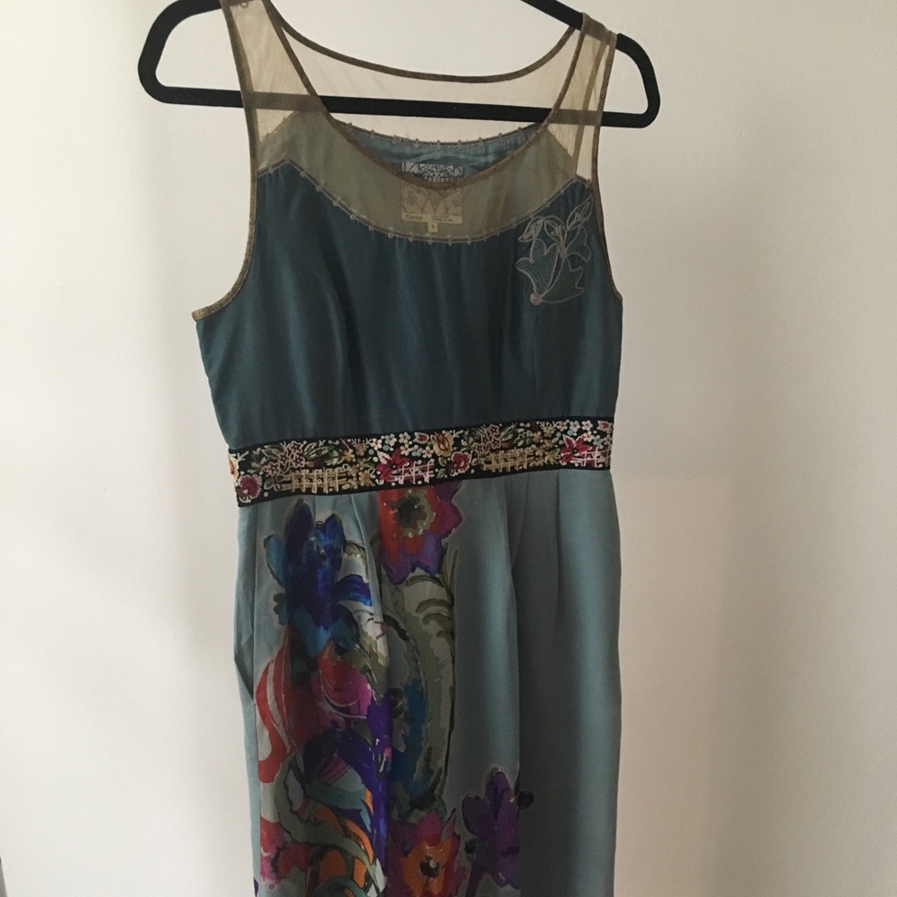 Silk & embroidered Anthropologie dress